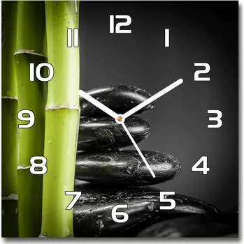 Hodiny Skleněné nástěnné hodiny čtverec Bambus