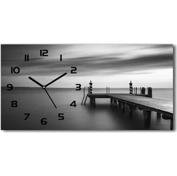 Hodiny Skleněné hodiny na stěnu Molo nad jezerem