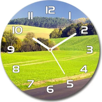 Hodiny Skleněné hodiny kulaté Polní cesta