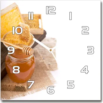 Hodiny Skleněné nástěnné hodiny čtverec Med