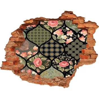 Fototapeta Fototapeta díra na zeď 3D Květinový vzor