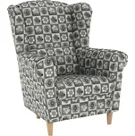 Křeslo ušák, látka patchwork N1, CHARLOT
