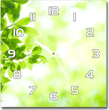 Hodiny Skleněné nástěnné hodiny čtverec Listí