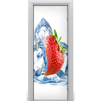 Fototapeta Fototapeta na dveře samolepící jahody a led 85x205 cm