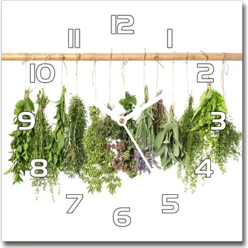 Hodiny Skleněné hodiny na stěnu Bylinky na provázku