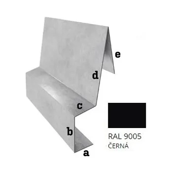 Střešní krytina BLIX Pozink tl. 0,5 mm Závětrná lišta záv. r.š. 312,5 RAL 9005 Černa