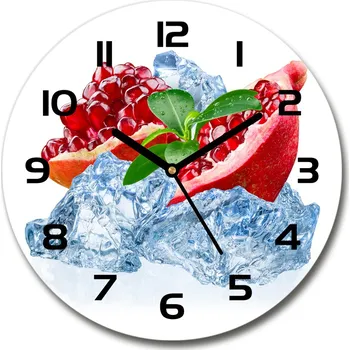 Hodiny Skleněné hodiny kulaté Granátové jablko s ledem