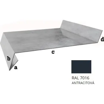 okap BLIX Hliník tl. 0,6 mm Parapet r.š. 210 RAL 7016 černá antracit
