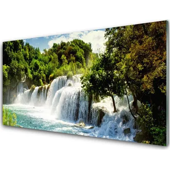 Obraz Obraz na skle Vodopád Příroda Les 100x50 cm 2 Přívěsky