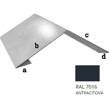 okap BLIX Hliník tl. 0,6 mm Hřeben r.š. 250 RAL 7016 černá antracit