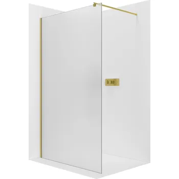 CERANO - Sprchová zástěna Walk-in Onyx Round L/P - 8 mm - kulatá vzpěra - zlatá kartáčovaná, mléčné sklo - 130x200 cm