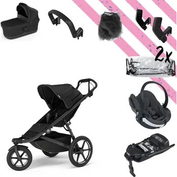 Přeprava dětí Thule Akční set Urban Glide 3 SET L kočárek + korba + madlo + pláštěnky Altabebe + moskytiera Zopa + Autosedačka Besafe + baze Black + Besafe Set