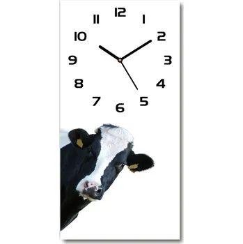 Hodiny Nástěnné skleněné hodiny Strakatá kráva