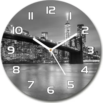 Hodiny Skleněné hodiny kulaté New York noc