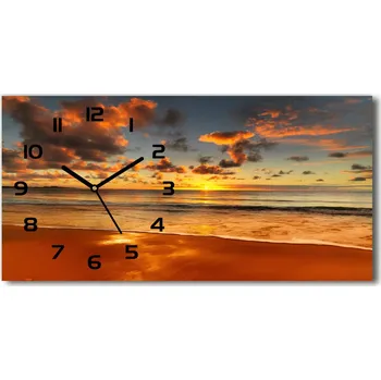 Hodiny Skleněné hodiny na stěnu Západ slunce pláž