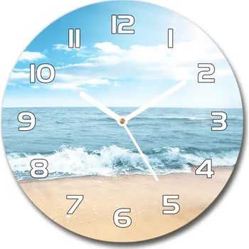 Hodiny Skleněné nástěnné hodiny kulaté Pláž