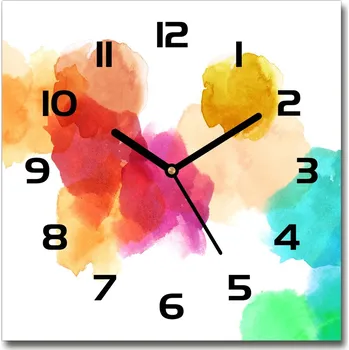 Hodiny Skleněné hodiny na stěnu Barevné skvrny