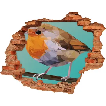 Fototapeta Díra 3D fototapeta nálepka Pták Červenka obecná