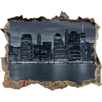 Fototapeta Fototapeta díra na zeď 3D New York noc
