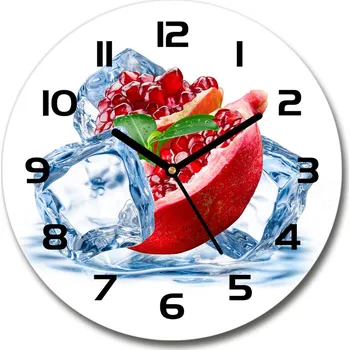 Hodiny Skleněné hodiny kulaté Granátové jablko s ledem