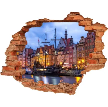 Fototapeta Díra 3D ve zdi nálepka Gdaňsk Polsko