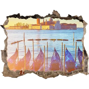 Fototapeta Díra 3D ve zdi nálepka Cihla Benátky