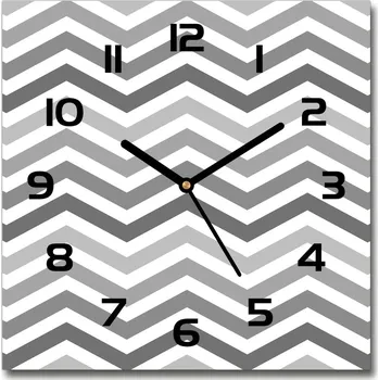 Hodiny Skleněné hodiny čtverec Šedé klikatiny