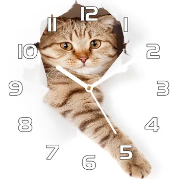 Hodiny Skleněné nástěnné hodiny čtverec Kočka