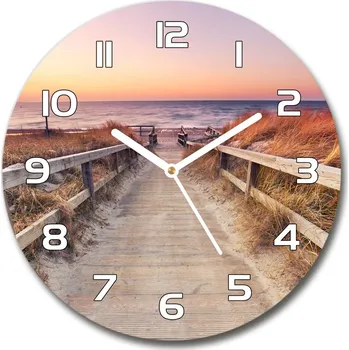 Hodiny Skleněné hodiny kulaté Stezka na pláž