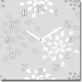 Hodiny Skleněné hodiny čtverec Květinový vzor