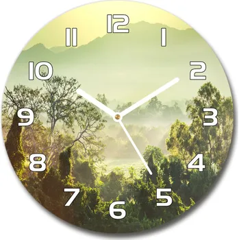 Hodiny Skleněné nástěnné hodiny kulaté Prales