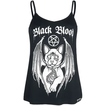Top Gotika z Black Blood by Gothicana - Top s démonickou kočkou - Ženy - černá