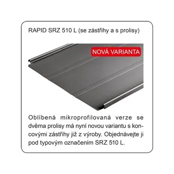 plechová krytina SATJAM RAPID Z TREND 510 L SRZ 510 L 0,5mm PE25 RAL 7016 černá antracit
