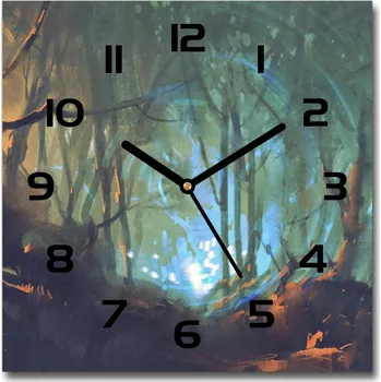 Hodiny Skleněné hodiny čtverec Mytický les