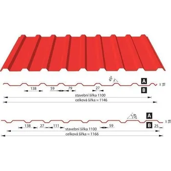 plechová krytina SATJAM Trapézové plechy SAT18 NP SAT18 NP 0,50 mm 188/1128 PMH 35 RAL 7016 černá antracit