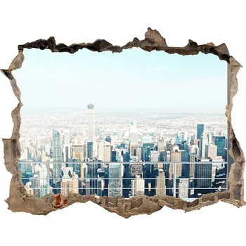 Fototapeta Foto fotografie díra na zeď Výhled na město
