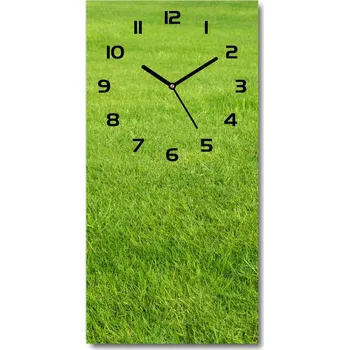 Hodiny Nástěnné skleněné hodiny Zelená tráva