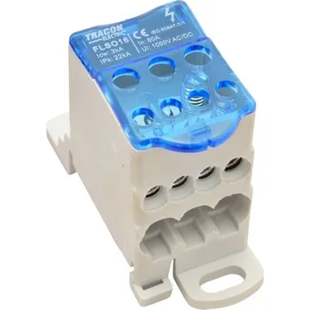 svorka Tracon FLSO16 Odbočná svorka, s výklopným ochranným krytem 3×16(16)mm2 / 4×10(6)mm2, 1000VAC/DC, 80A (Tracon FLSO16)