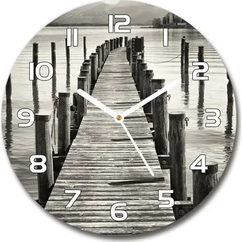 Hodiny Skleněné hodiny na stěnu Dřevěné molo