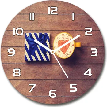 Hodiny Skleněné hodiny kulaté Káva a dárek