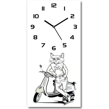 Hodiny Nástěnné skleněné hodiny Kočičí muž