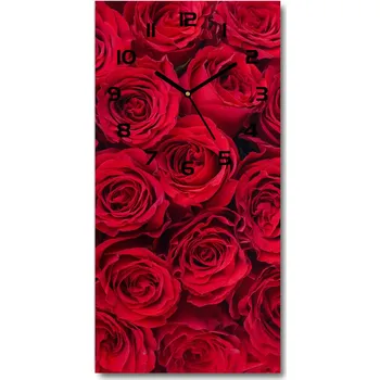 Hodiny Nástěnné skleněné hodiny Červená růže