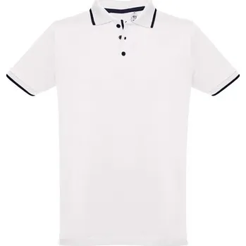 Pánská košile THC ROME WH. Pánské dvoubarevné bavlněné polo triko. Bílá barva - Bílá / S