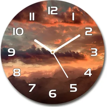 Hodiny Skleněné hodiny na stěnu Západ slunce hory