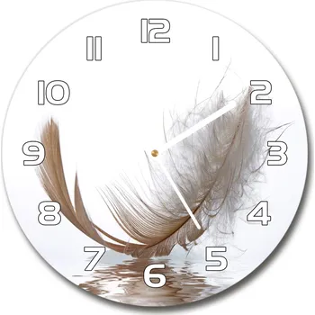 Hodiny Skleněné hodiny kulaté Pírko na vodě