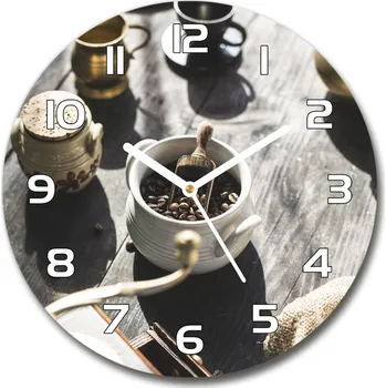 Hodiny Skleněné hodiny kulaté Mlýnek na kávu