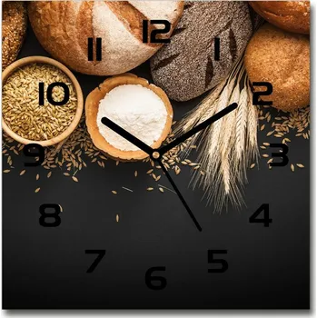 Hodiny Skleněné hodiny čtverec Pečivo a pšenice