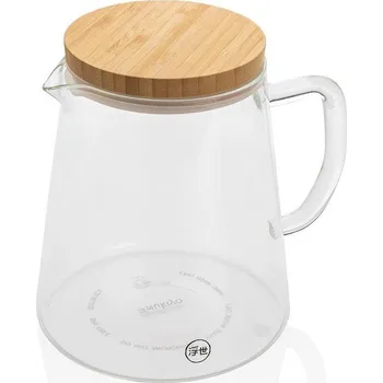 Karafa z borosilikátového skla s bambusovým víkem, Ukiyo, 1,2 L