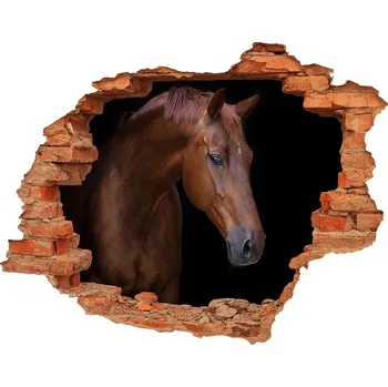 Fototapeta Díra 3D fototapeta na stěnu Hnědý kůň
