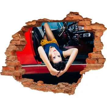 Fototapeta Fotoobraz díra na stěnu Žena v autě